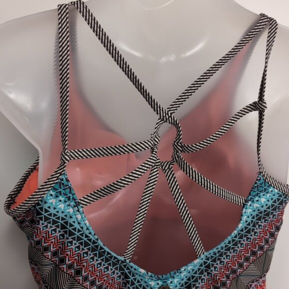 Prana Riviera Dreaming One Piece Swimsuit Strappy Geometric Tummy Control - Picture 10 of 14